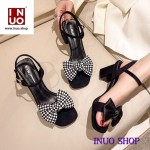 Zapatillas de tacon alto con nudo de moño